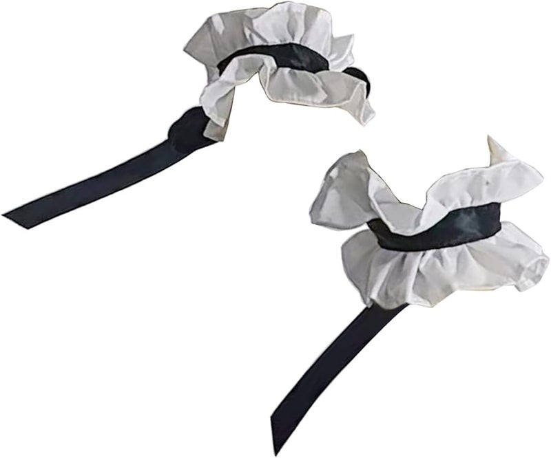 Black Anime Maid Ruffled Collar Wrist Cuffs Sleeves Vintage Modern Party Styling Photography Props Adjustable - Image 3